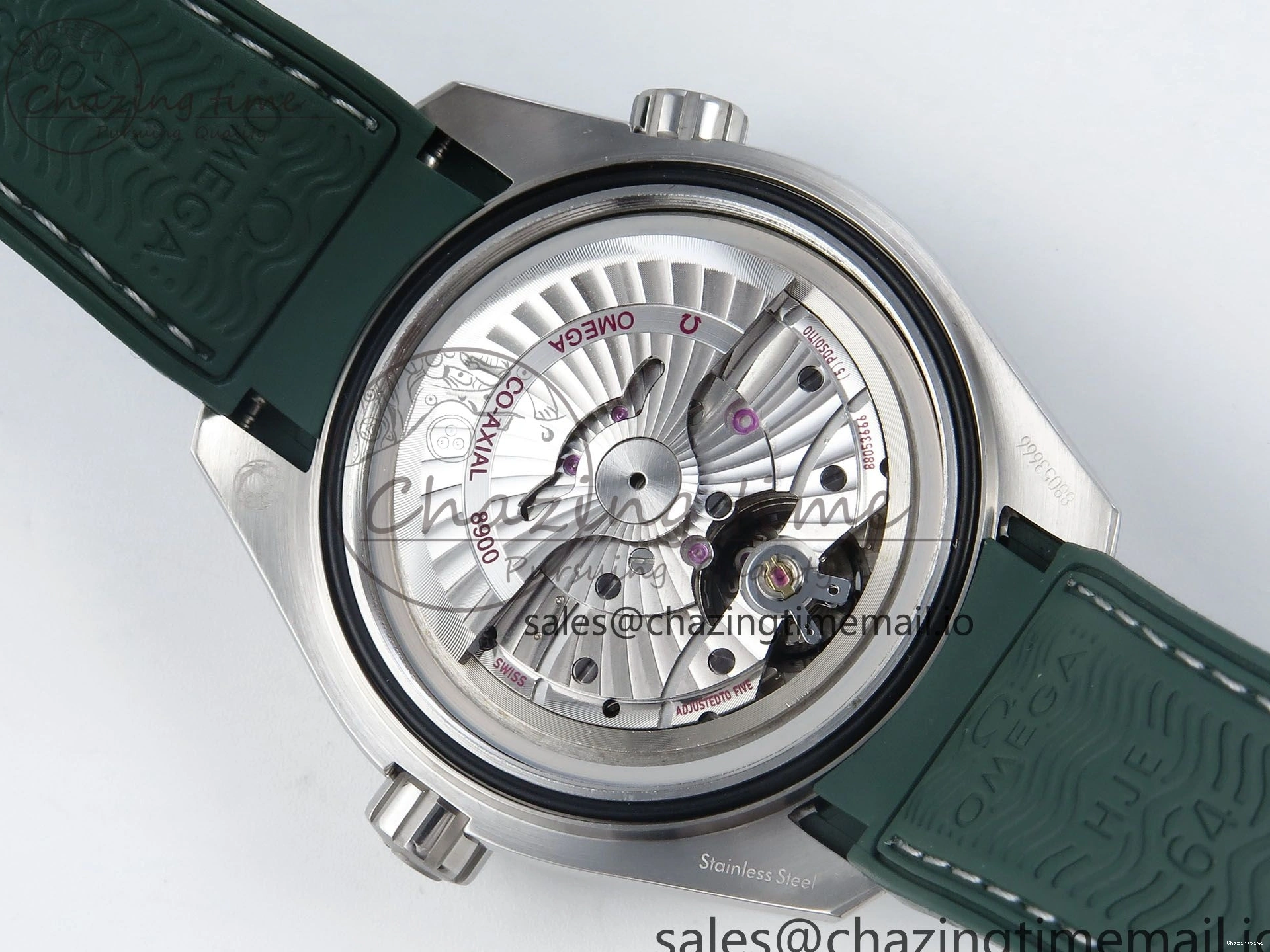 0416 Bold Seamaster Planet Ocean 600M 43.5mm SS SCF 1:1 Best Edition Green Bezel Gray Dial on Green Rubber Strap A8900 Super Clone 7666